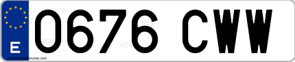 Ejemplo de matrícula de coche ordinaria 0676 CWW