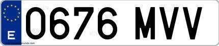 Ejemplo de matrícula española 0676 MVV