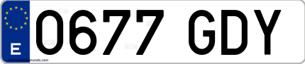 Ejemplo de matrícula de coche ordinaria 0677 GDY