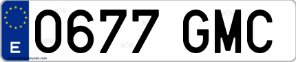 Ejemplo de matrícula de coche ordinaria 0677 GMC