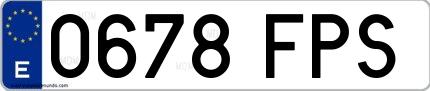 Ejemplo de matrícula española 0678 FPS