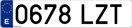 Ejemplo de matrícula de coche ordinaria 0678 LZT