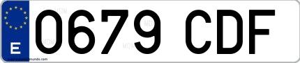 Ejemplo de matrícula española 0679 CDF