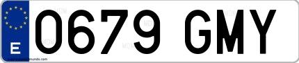 Ejemplo de matrícula española 0679 GMY