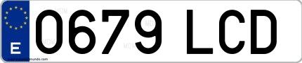 Ejemplo de matrícula española 0679 LCD