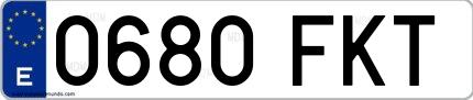 Ejemplo de matrícula española 0680 FKT
