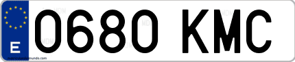 Ejemplo de matrícula de coche ordinaria 0680 KMC