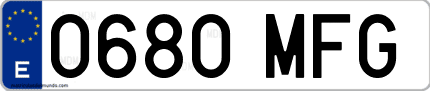 Ejemplo de matrícula de coche ordinaria 0680 MFG