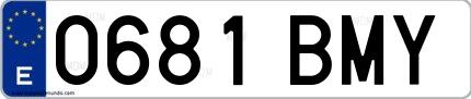 Ejemplo de matrícula de coche ordinaria 0681 BMY