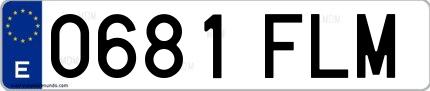 Ejemplo de matrícula española 0681 FLM