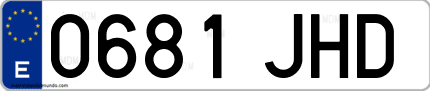 Ejemplo de matrícula de coche ordinaria 0681 JHD