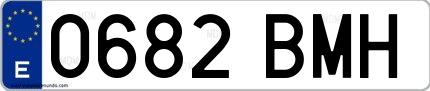 Ejemplo de matrícula española 0682 BMH