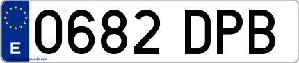 Ejemplo de matrícula española 0682 DPB