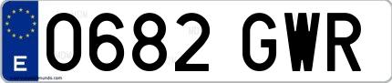 Ejemplo de matrícula española 0682 GWR