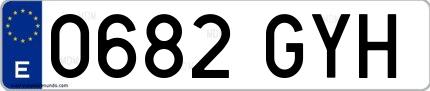 Ejemplo de matrícula española 0682 GYH