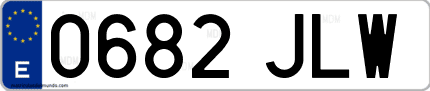 Ejemplo de matrícula de coche ordinaria 0682 JLW