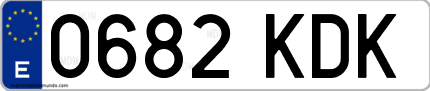 Ejemplo de matrícula de coche ordinaria 0682 KDK