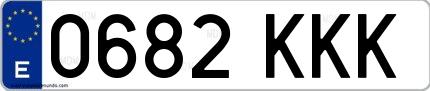 Ejemplo de matrícula española 0682 KKK