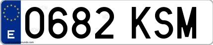 Ejemplo de matrícula española 0682 KSM