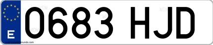 Ejemplo de matrícula española 0683 HJD
