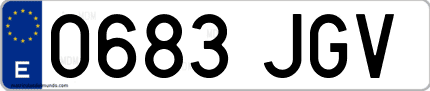 Ejemplo de matrícula de coche ordinaria 0683 JGV