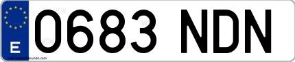Ejemplo de matrícula española 0683 NDN