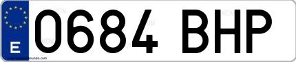 Ejemplo de matrícula española 0684 BHP