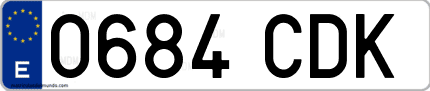 Ejemplo de matrícula de coche ordinaria 0684 CDK