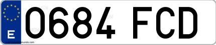 Ejemplo de matrícula española 0684 FCD