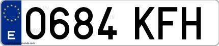 Ejemplo de matrícula de coche ordinaria 0684 KFH