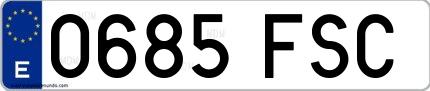 Ejemplo de matrícula española 0685 FSC