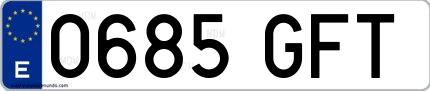 Ejemplo de matrícula española 0685 GFT