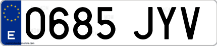 Ejemplo de matrícula de coche ordinaria 0685 JYV