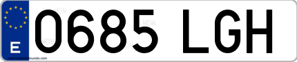 Ejemplo de matrícula de coche ordinaria 0685 LGH