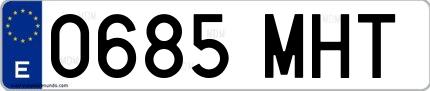 Ejemplo de matrícula española 0685 MHT