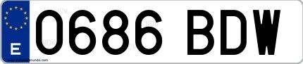 Ejemplo de matrícula española 0686 BDW