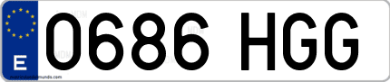Ejemplo de matrícula de coche ordinaria 0686 HGG