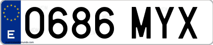 Ejemplo de matrícula de coche ordinaria 0686 MYX