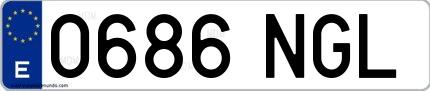 Ejemplo de matrícula española 0686 NGL