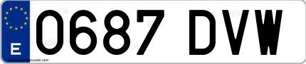 Ejemplo de matrícula española 0687 DVW