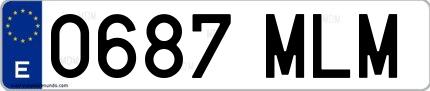 Ejemplo de matrícula española 0687 MLM
