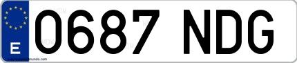 Ejemplo de matrícula española 0687 NDG