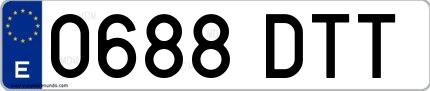 Ejemplo de matrícula española 0688 DTT