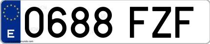 Ejemplo de matrícula española 0688 FZF
