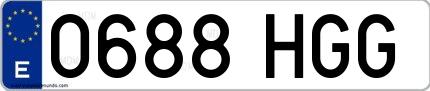 Ejemplo de matrícula española 0688 HGG