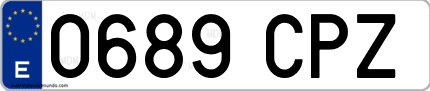 Ejemplo de matrícula de coche ordinaria 0689 CPZ