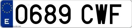 Ejemplo de matrícula española 0689 CWF