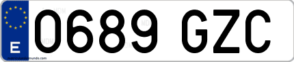 Ejemplo de matrícula de coche ordinaria 0689 GZC