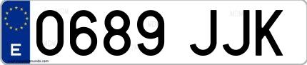 Ejemplo de matrícula española 0689 JJK
