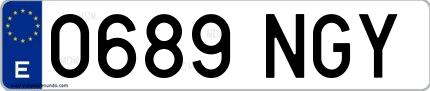 Ejemplo de matrícula española 0689 NGY